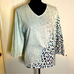 Chicos Womens Top Leopard Print And Sublimated Blue Size 2